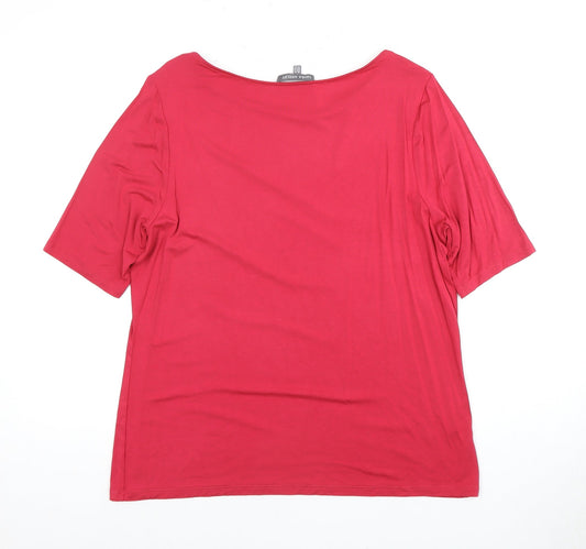 Womens UK Size UK 16 Laura Ashley Red Viscose Blend T-Shirt