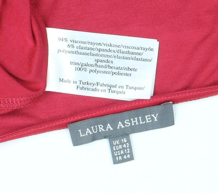 Laura Ashley Women's Red Boat Neck T-Shirt UK 16