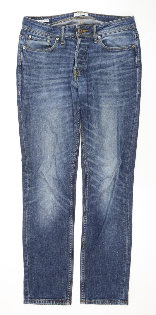 Jack & Jones Men's Blue Straight Jeans Size 30-32