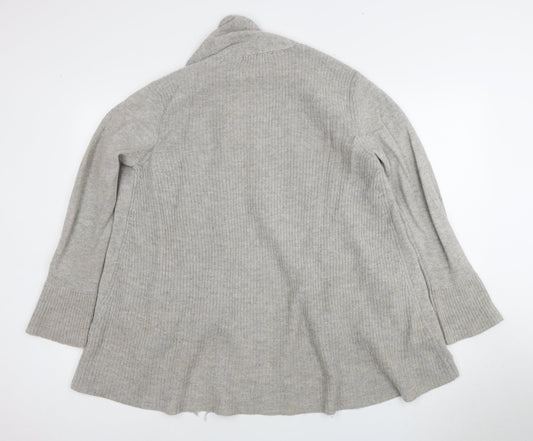 Laura Ashley Women's Grey Open Front Cardigan Wool Knit Size 12