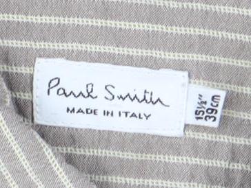 Unisex Adultss UK Size 15 1/2 Paul Smith Beige Linen Button-Up