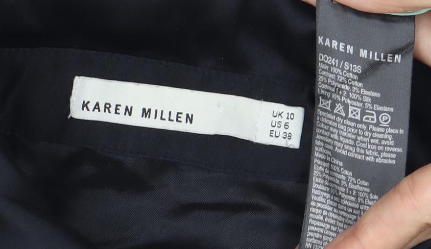 Karen Millen Women's Black A-Line Floral Dress Size 10