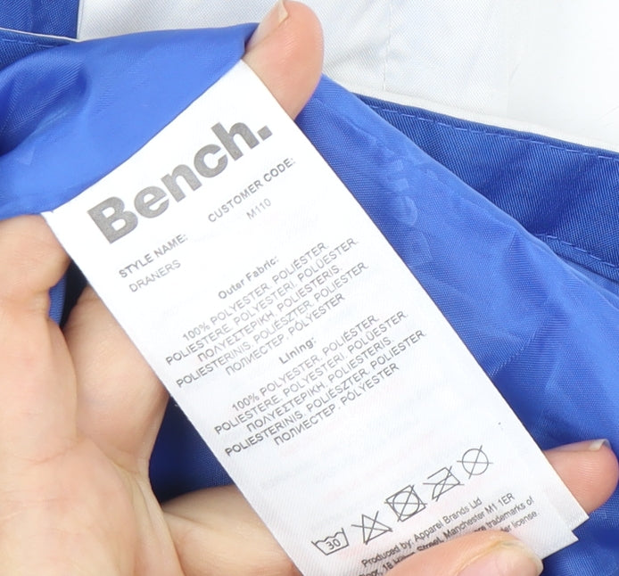 Brand and care label for Bench boys’ blue & white windbreaker jacket, 11-12 years