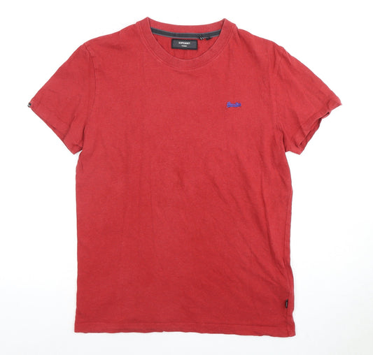 Mens UK Size S Superdry Red Cotton T-Shirt