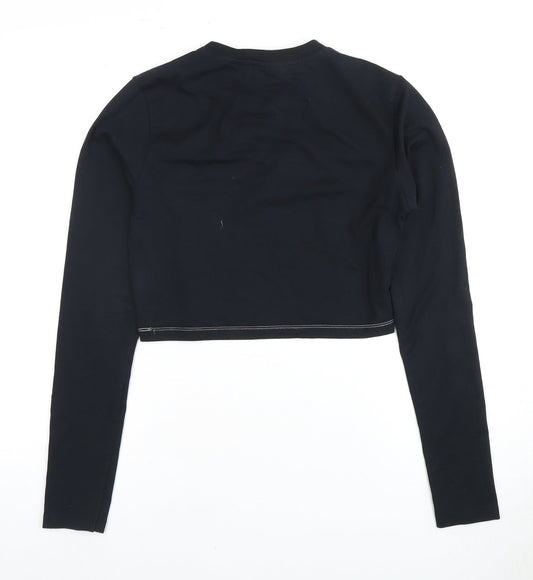 FILA Women's Black/White Cropped T-Shirt, Size M, Casual