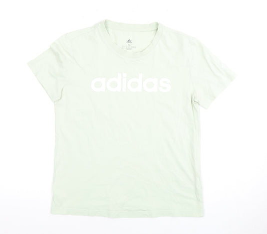 Womens UK Size M adidas Green 100% Cotton T-Shirt