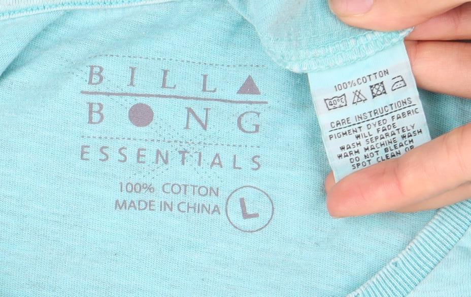 Billabong Men's Blue Cotton Crew Neck T-Shirt L