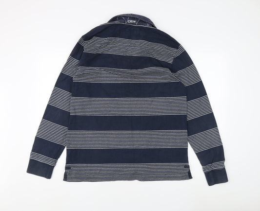 Crew Clothing Men’s Blue Striped Collared Sweatshirt L