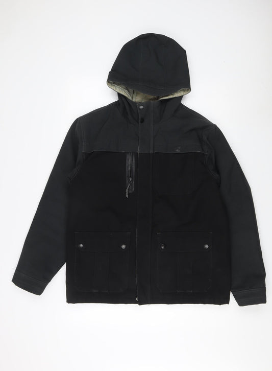 Billabong Men's Black Hooded Jacket Size 16