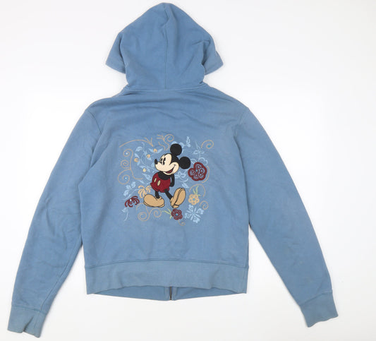 Disney Women's Blue Hooded Full Zip Sweatshirt L