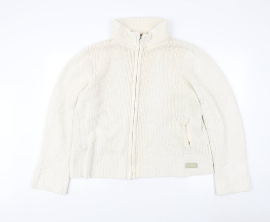 Weird Fish Men's White Knit Basic Jacket, Autumn Ready LL