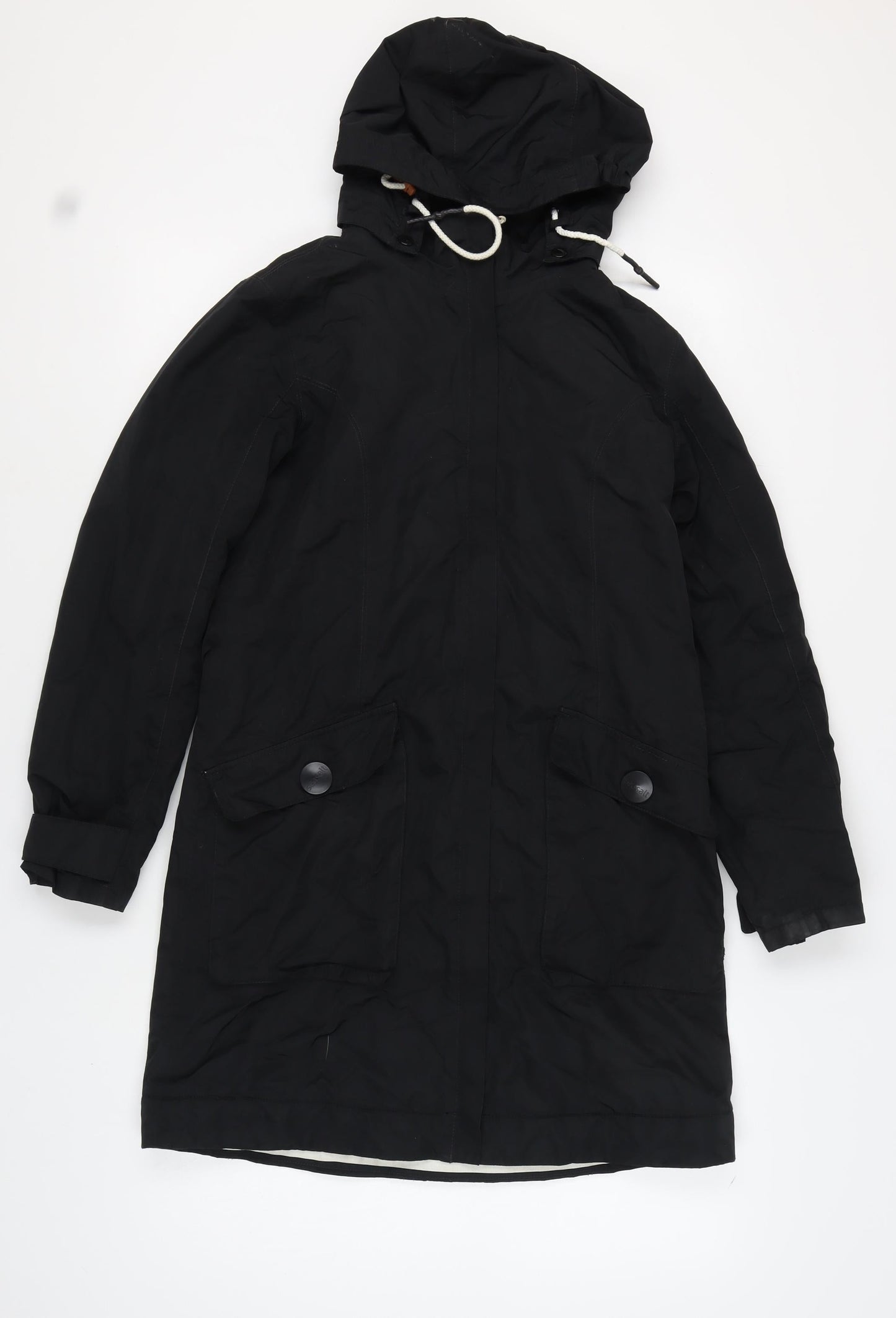 Seasalt Women's Black Hooded Rain Coat Size 8
