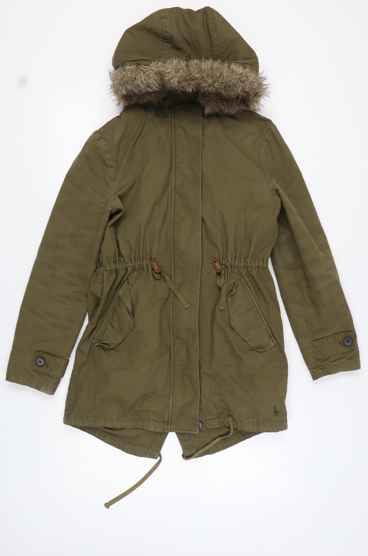Jack Wills Women's Green Parka Coat Size 10