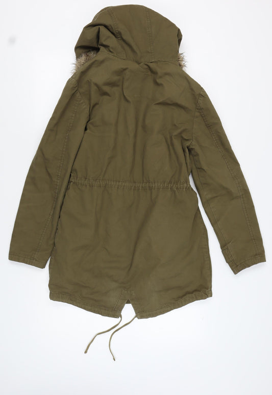 Jack Wills Women's Green Parka Coat Size 10