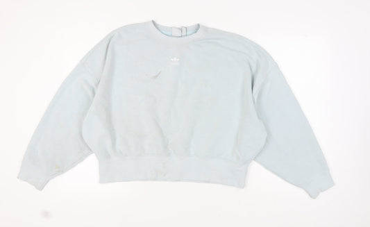 Womens UK 16 Relaxed adidas Blue Pullover Sweatshirt