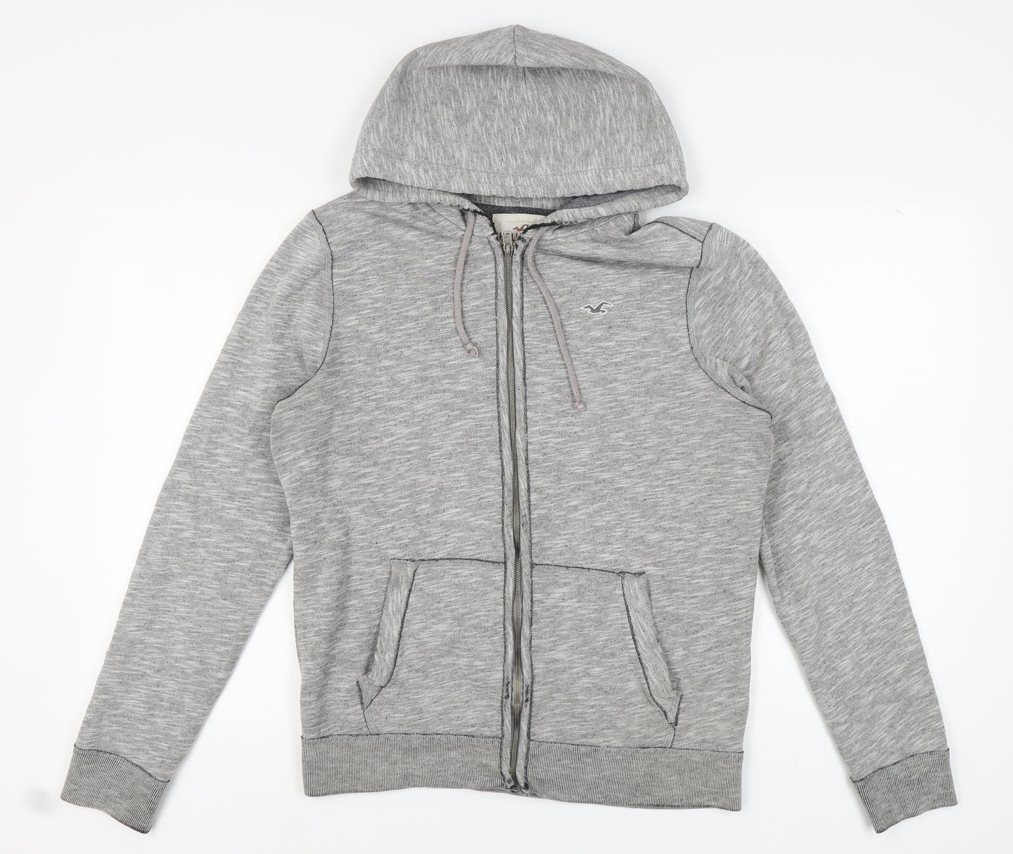 Hollister Men's Grey Full Zip Hoodie, Size M