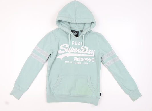 Womens UK 8 Regular Superdry Green Pullover Hoodie