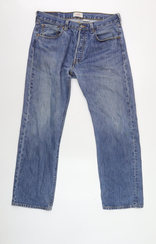 Levi's Men's Blue Straight Jeans Size M 501 Mid Rise