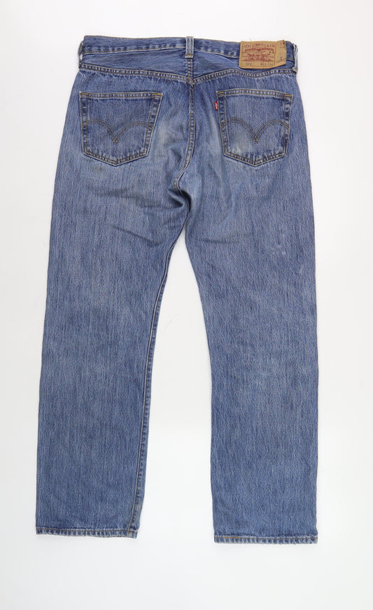 Levi's Men's Blue Straight Jeans Size M 501 Mid Rise