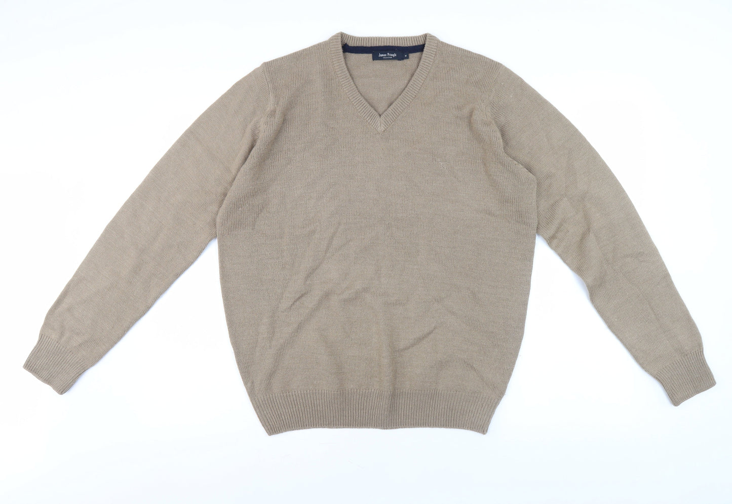 James Pringle Men's Beige V-Neck Pullover Jumper M