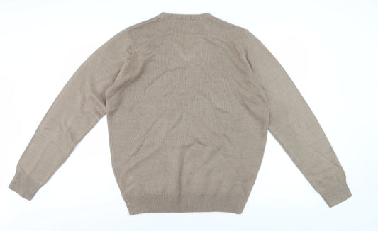 James Pringle Men's Beige V-Neck Pullover Jumper M