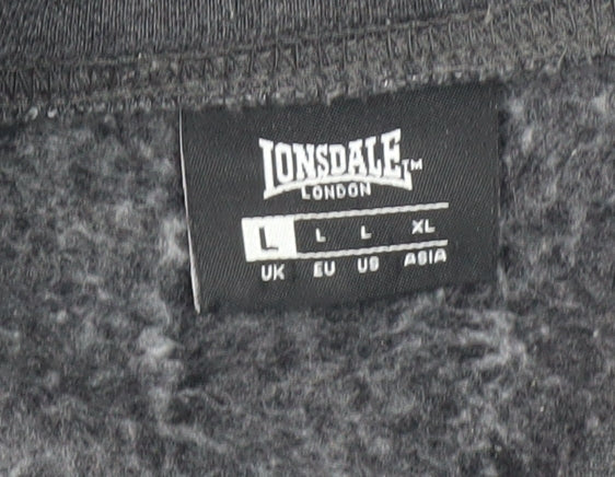 Lonsdale Men's Black Hoodie Large Pullover with Logo