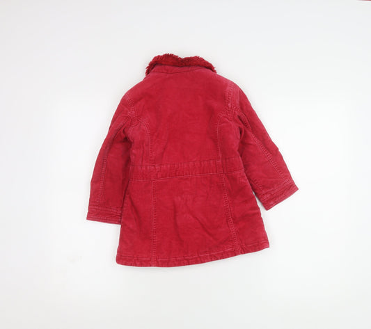 Next Girls Red Cotton Coat 3-4 Years