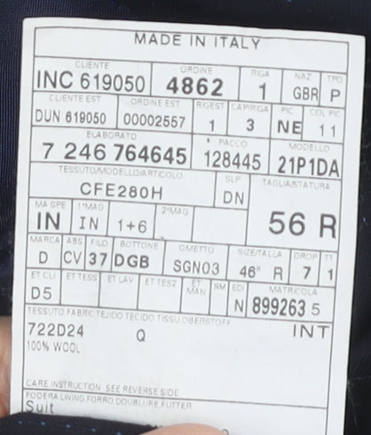 Dunhill Men's Blue Striped Suit Jacket UK 46 Regular Fit