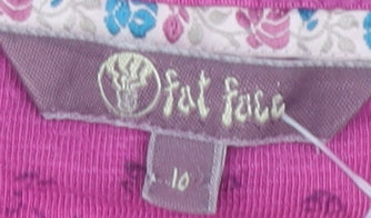 Fat Face Women's Pink V-Neck T-Shirt Size 10
