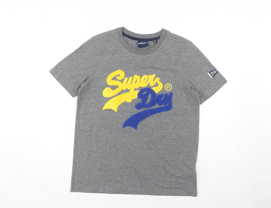 Superdry Women's Grey Crew Neck T-Shirt, Size 10, Casual