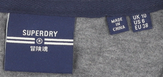 Superdry Women's Grey Crew Neck T-Shirt, Size 10, Casual