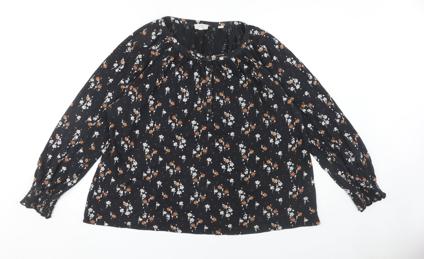 Fat Face Women's Black Floral Tunic Blouse, Size 18