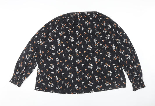 Fat Face Women's Black Floral Tunic Blouse, Size 18
