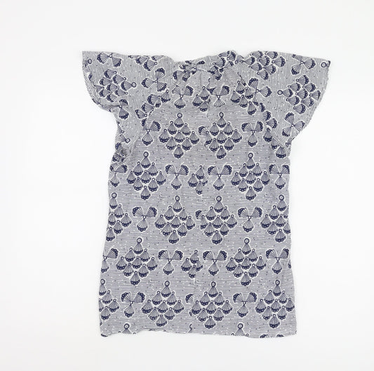 French Connection Women's Blue Geometric Blouse Size 8