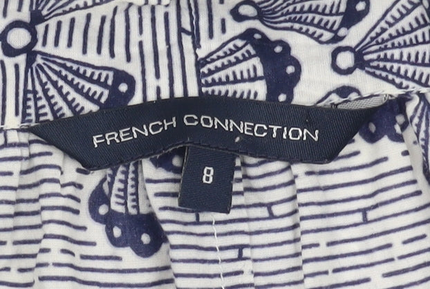 French Connection Women's Blue Geometric Blouse Size 8