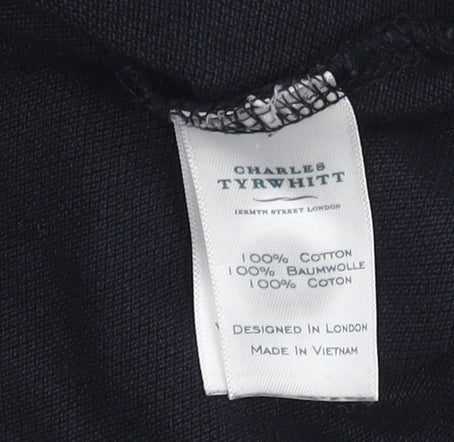 Charles Tyrwhitt Men's Black Polo Shirt 2XL Long Sleeve