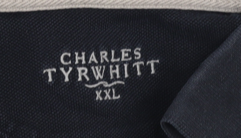 Charles Tyrwhitt Men's Black Polo Shirt 2XL Long Sleeve