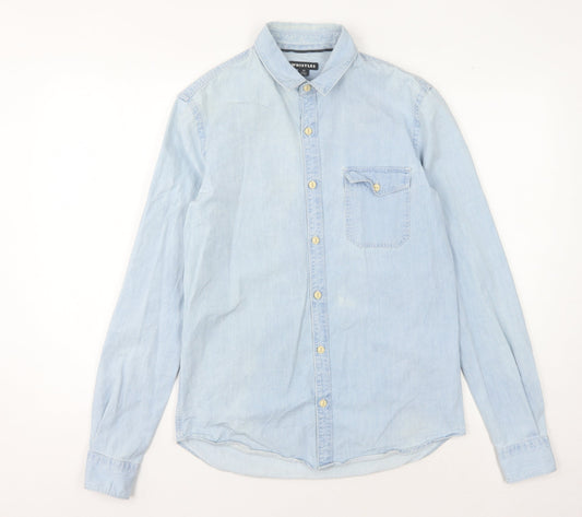Womens UK Size XS Whistles Blue 100% Cotton Button-Up