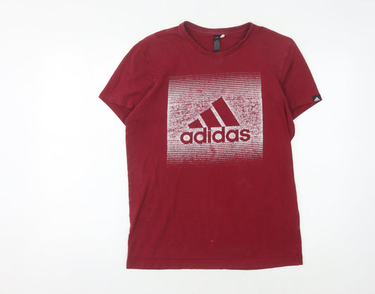 Mens UK Size S adidas Red Cotton T-Shirt