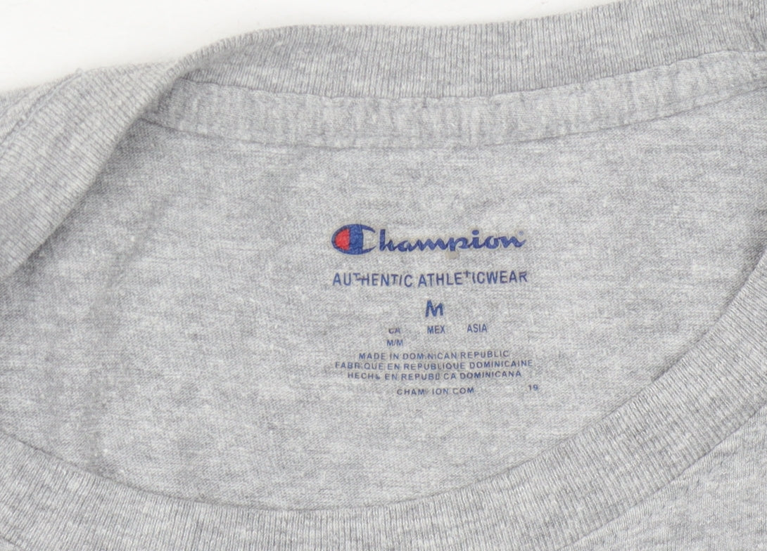 Champion Men's Grey Medium Crew Neck T-Shirt with Logo