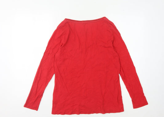 Womens UK Size 12 Joules Red Cotton T-Shirt