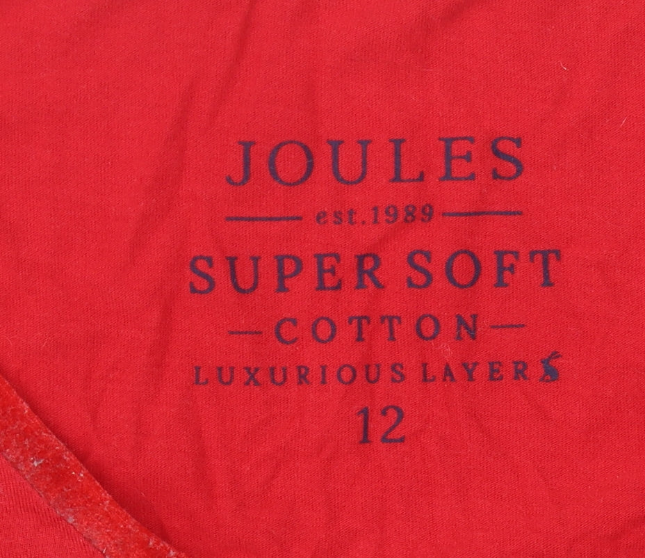 Joules Women's Red Long Sleeve V-Neck Top Size 12