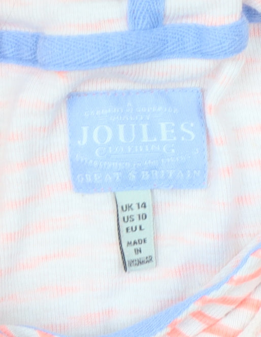 Joules Women's Pink Striped Lightweight Hoodie, Size L