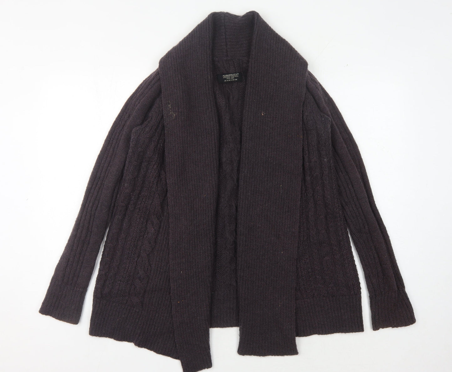 AllSaints Women's Brown Open Front Cardigan Size 8