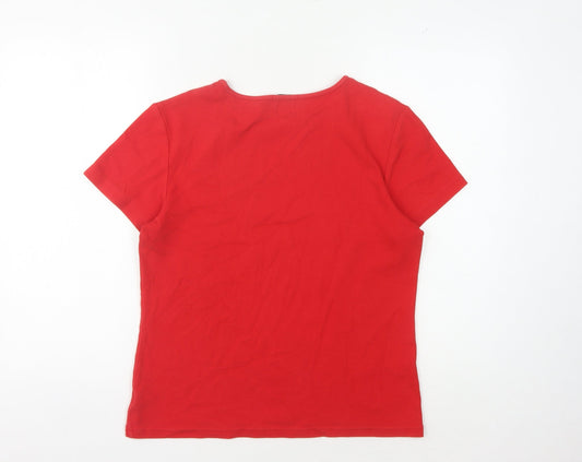 Gap Women's Red Basic T-Shirt Large Short Sleeve