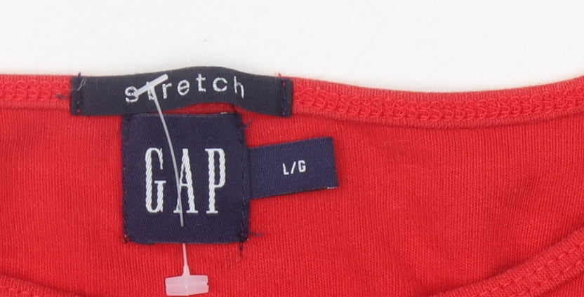 Gap Women's Red Basic T-Shirt Large Short Sleeve