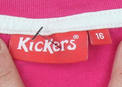 Kickers Women's Pink T-Shirt Size 16 Cotton Casual