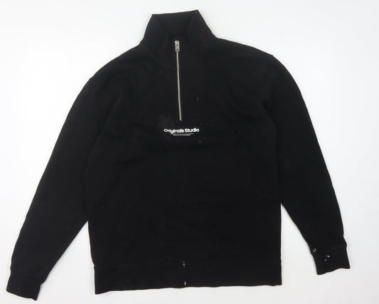 Jack & Jones Men's Black 1/4 Zip Sweatshirt L