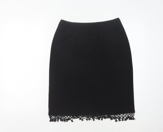 Wallis Women's Black Lace Hem Pencil Skirt Size 14