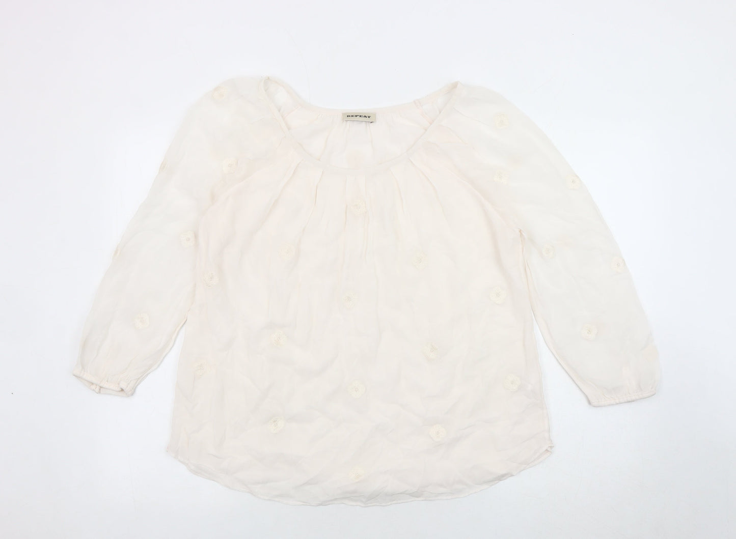 REPEAT Women’s Ivory 3/4 Sleeve Tunic Blouse Size 10